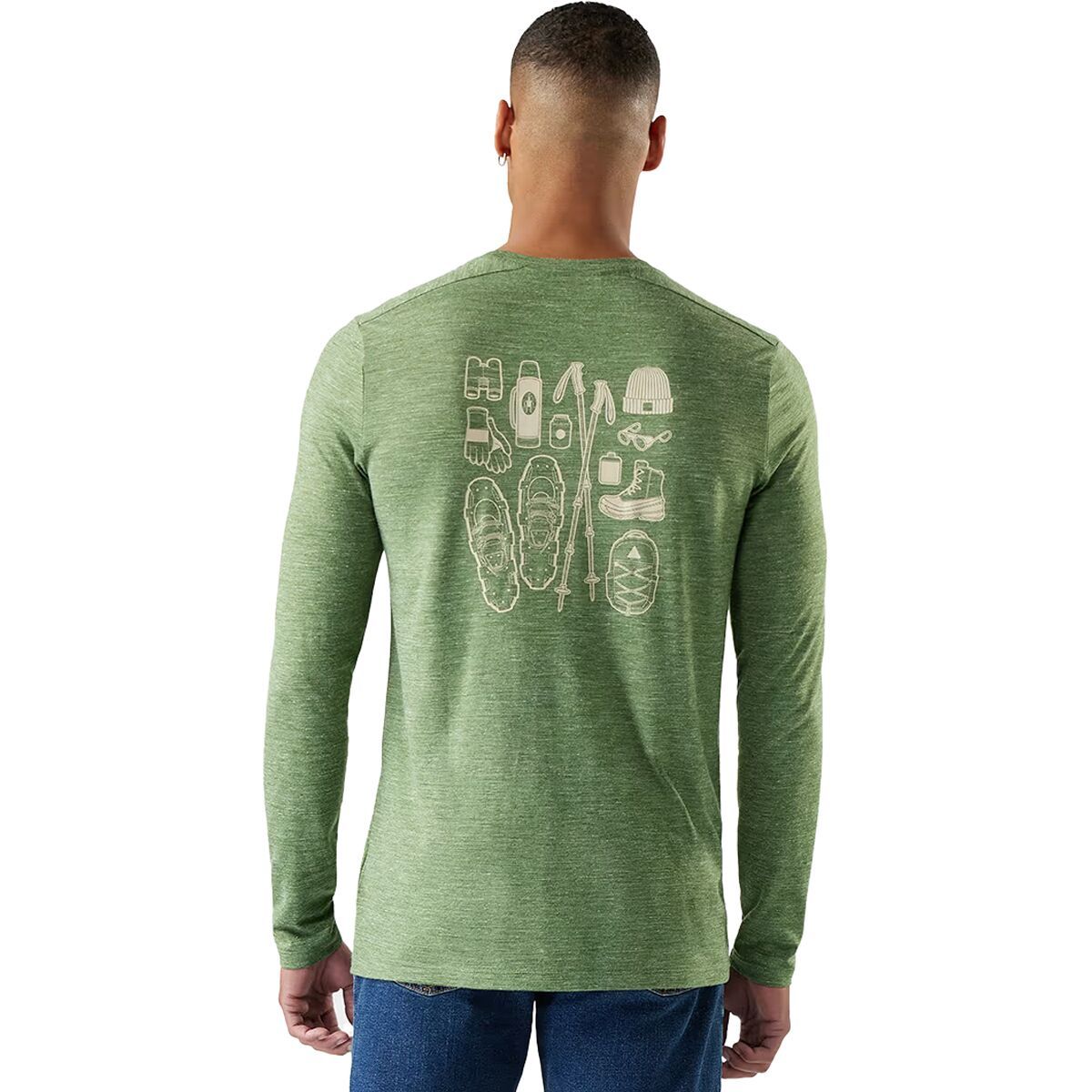 Image of Smartwool Merino Hemp Blend Gear Up LS Graphic T-Shirt - Men's Fern Green Heather, XXL