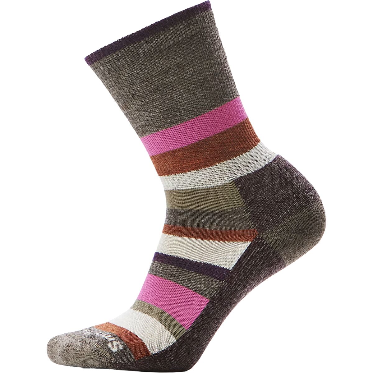 Image of Smartwool Everyday Multi-Stripe Crew Sock Taupe, XL