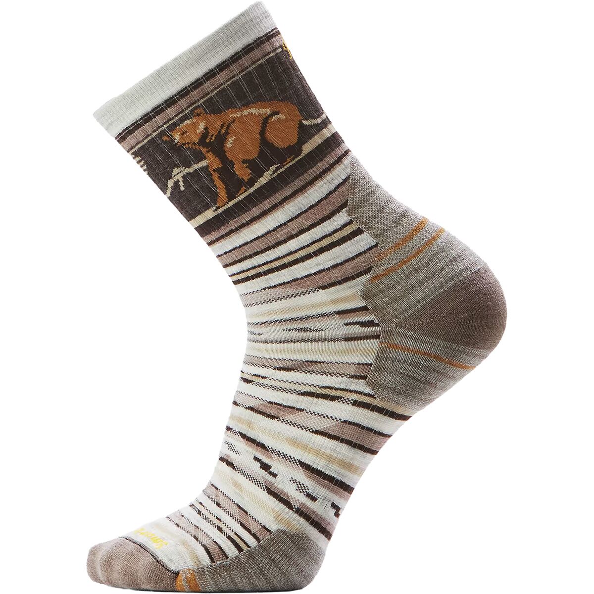 Image of Smartwool Hike Targeted Cushion Bear Stripe Mid Crew Sock - Men's Ash, M