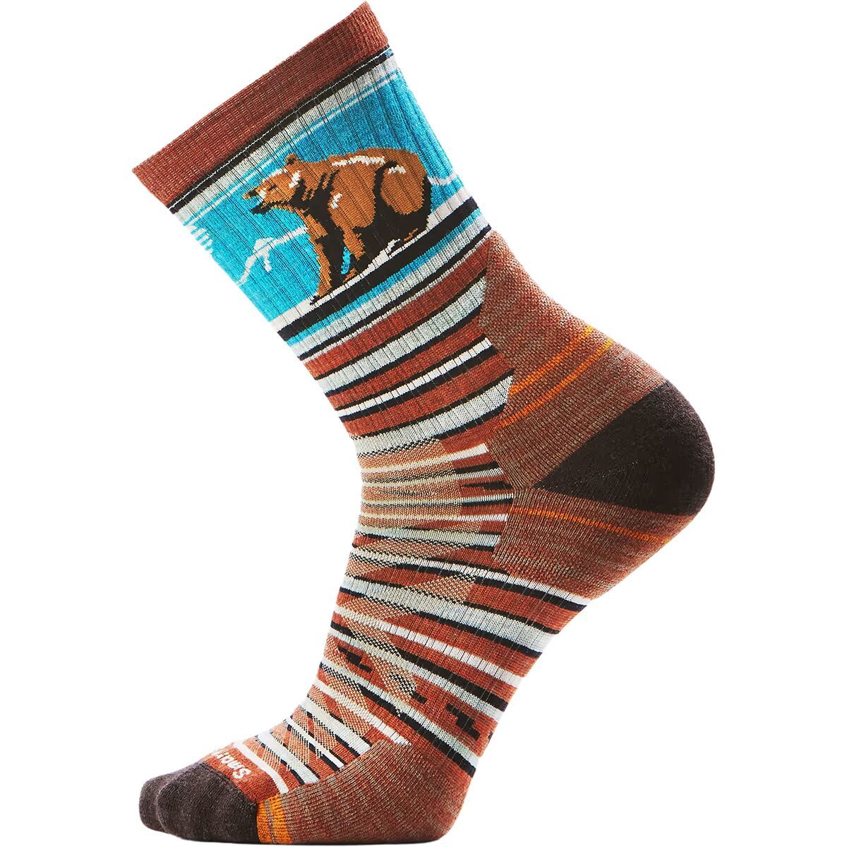 Image of Smartwool Hike Targeted Cushion Bear Stripe Mid Crew Sock - Men's Picante, XL