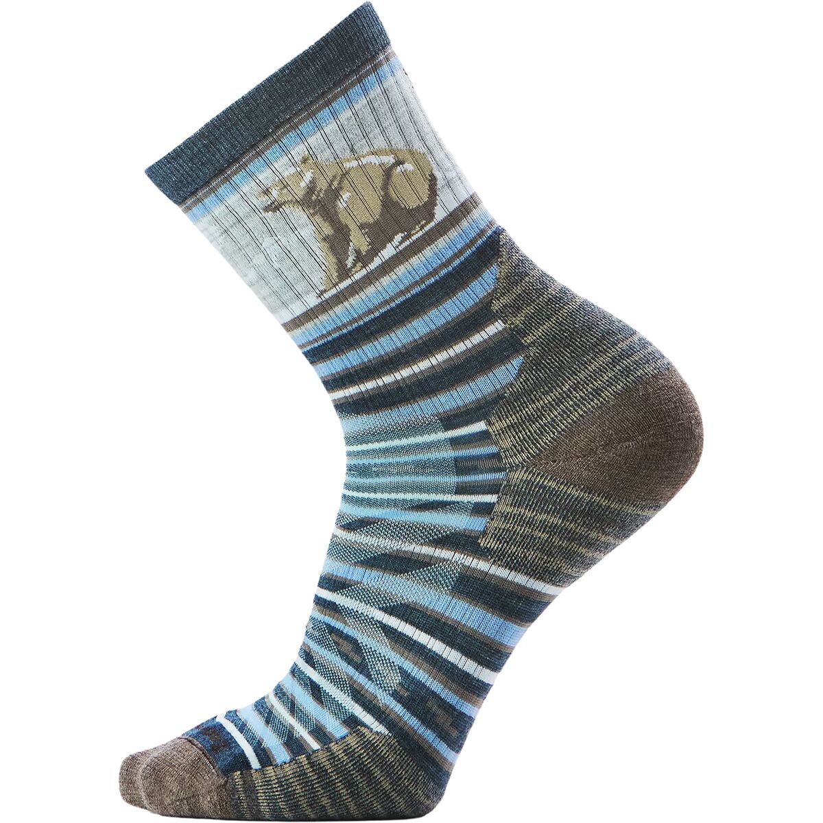 Image of Smartwool Hike Targeted Cushion Bear Stripe Mid Crew Sock - Men's Twilight Blue, XL
