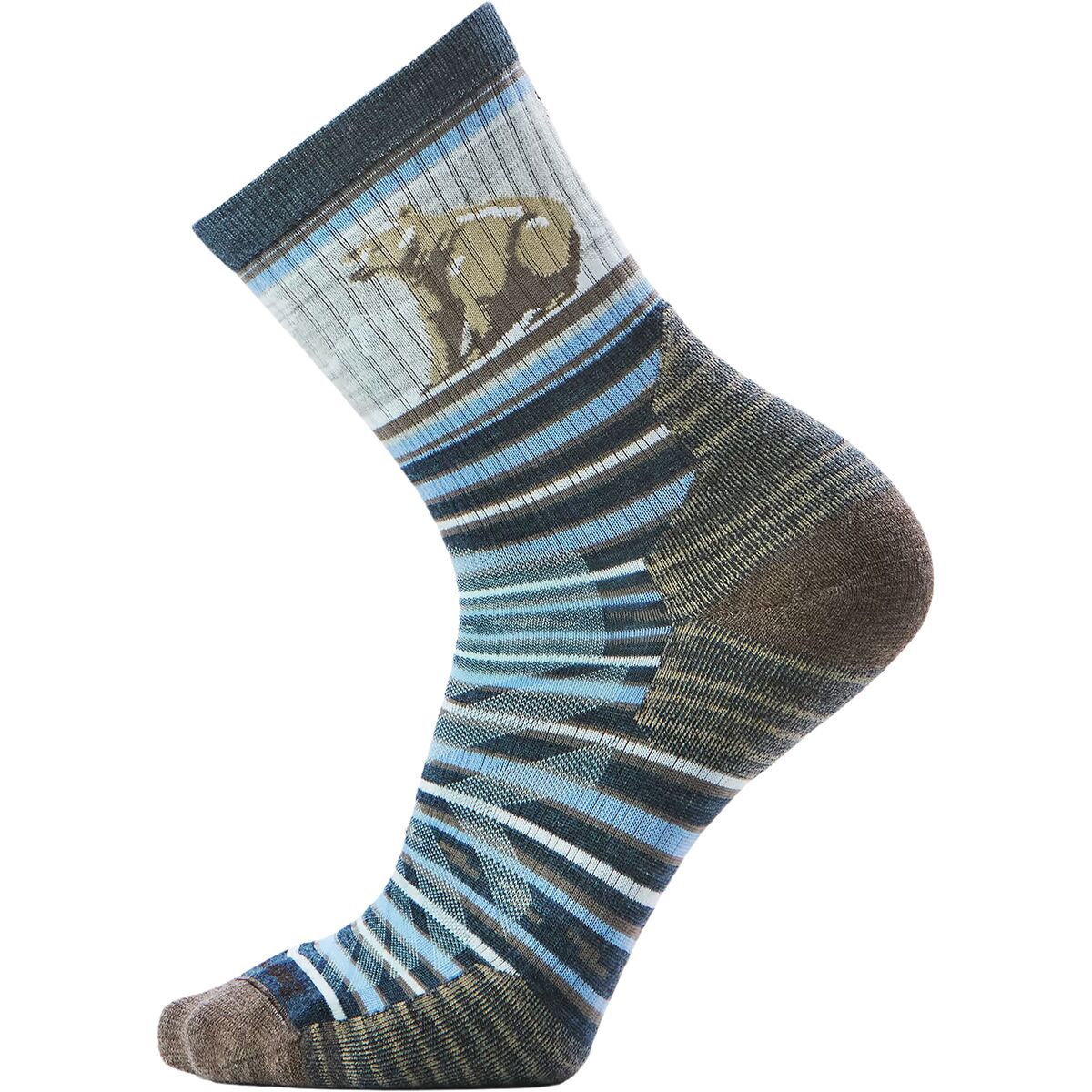Image of Smartwool Hike Targeted Cushion Bear Stripe Mid Crew Sock - Men's Twilight Blue, L
