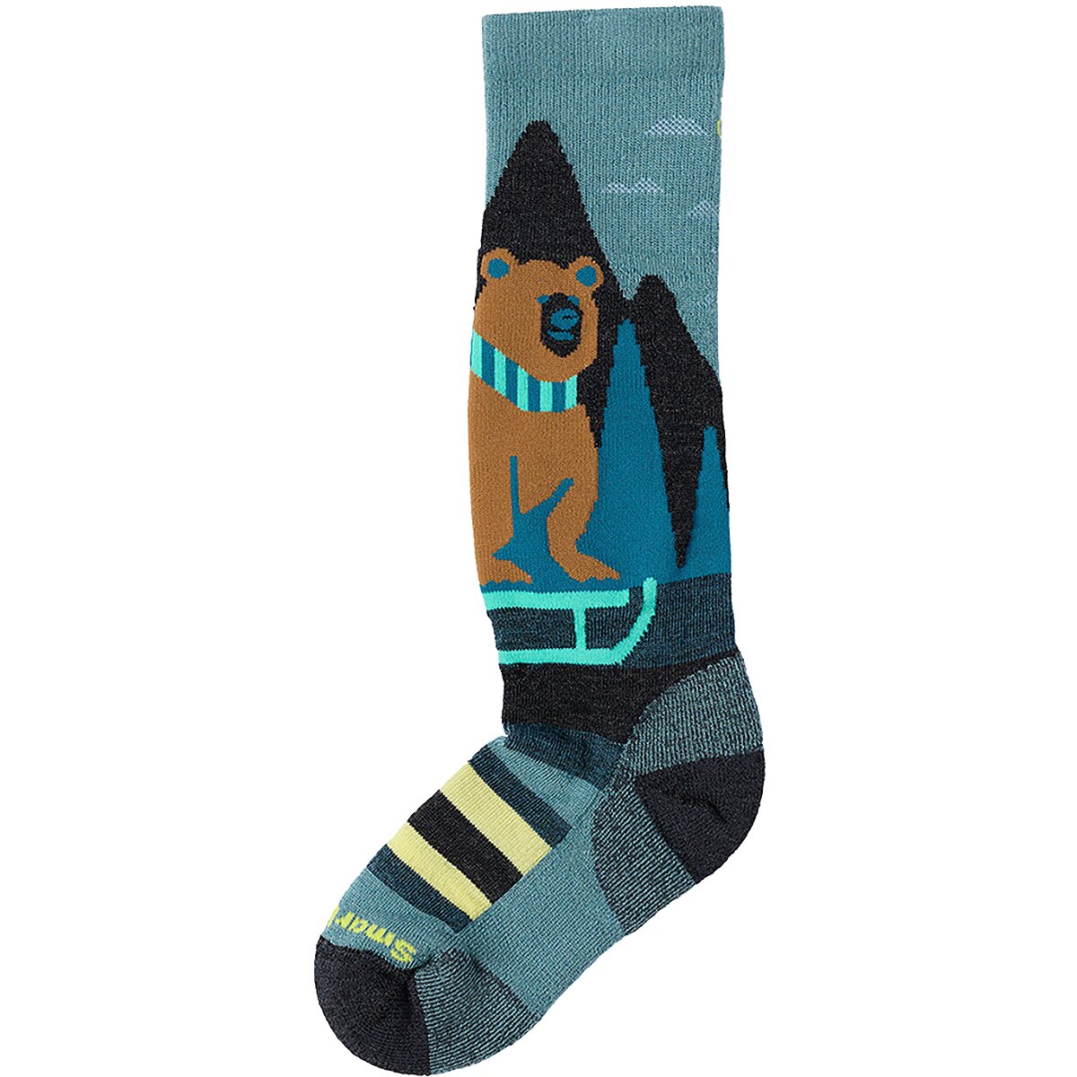 Image of Smartwool Ski Light Cushion Sleigh Bear OTC Sock - Kids' Dusty Teal, M