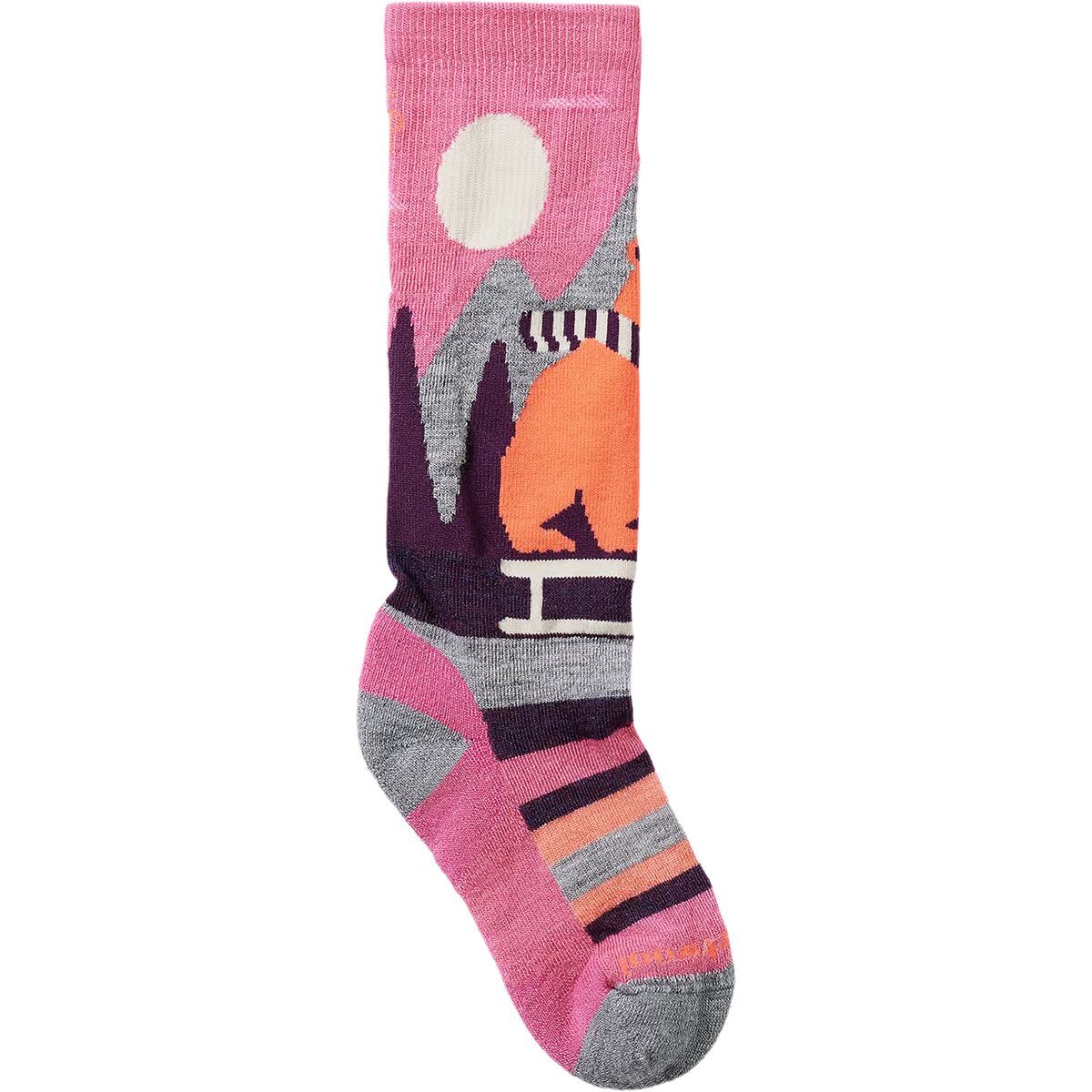 Image of Smartwool Ski Light Cushion Sleigh Bear OTC Sock - Kids' Garden Pink, M