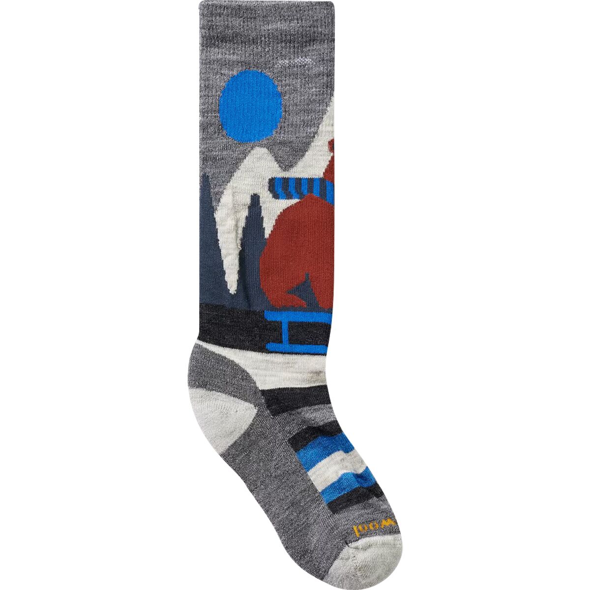 Image of Smartwool Ski Light Cushion Sleigh Bear OTC Sock - Kids' Medium Gray, S