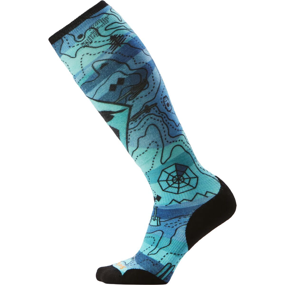 Smartwool Ski Targeted Cushion Topo Treasures Print OTC Sock - Women's Nightfall Blue, M