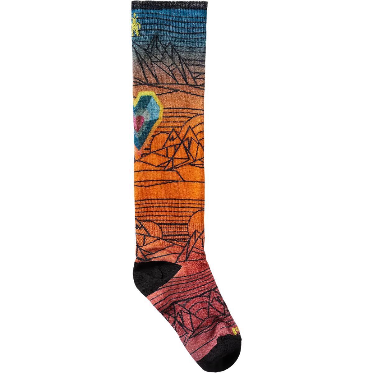 Image of Smartwool Ski Zero Cushion Geo Peaks Print OTC Sock - Kids' Orange Rust, M