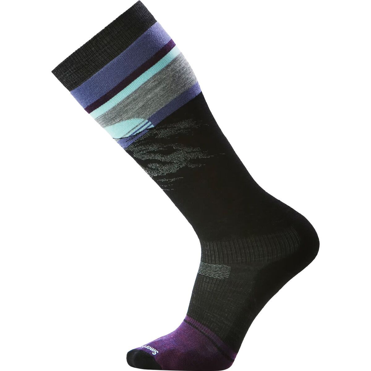 Image of Smartwool Snowboard Targeted Cushion Mountain Sunrise OTC Sock - Men's Black, XL