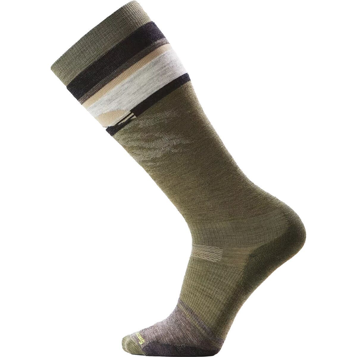 Image of Smartwool Snowboard Targeted Cushion Mountain Sunrise OTC Sock - Men's Winter Moss, L