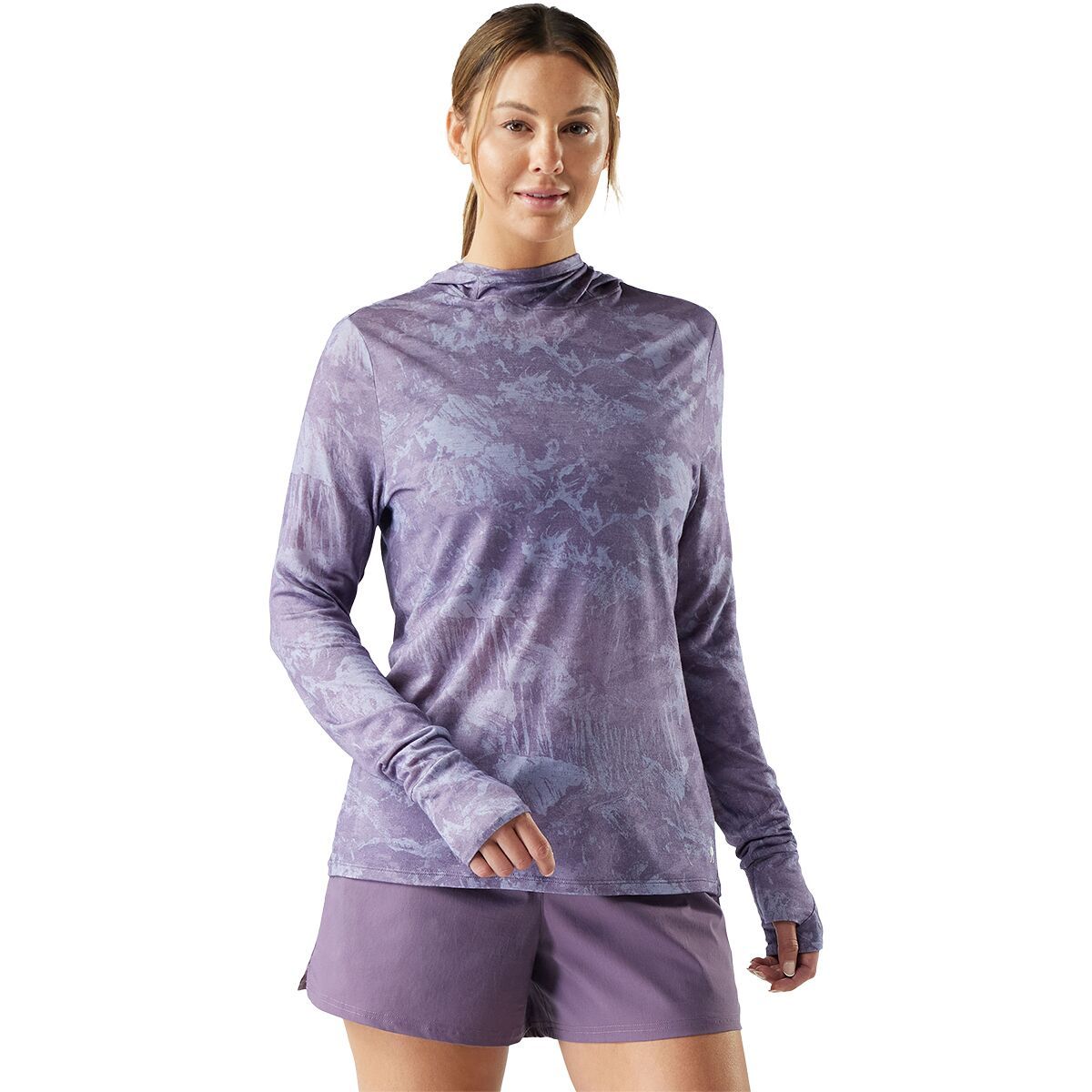 Image of Smartwool Merino Sun Hoodie - Women's Purple Storm Mountain, L
