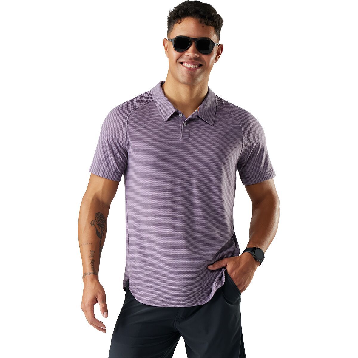 Image of Smartwool Active Mesh Polo - Men's Purple Storm Heather, L