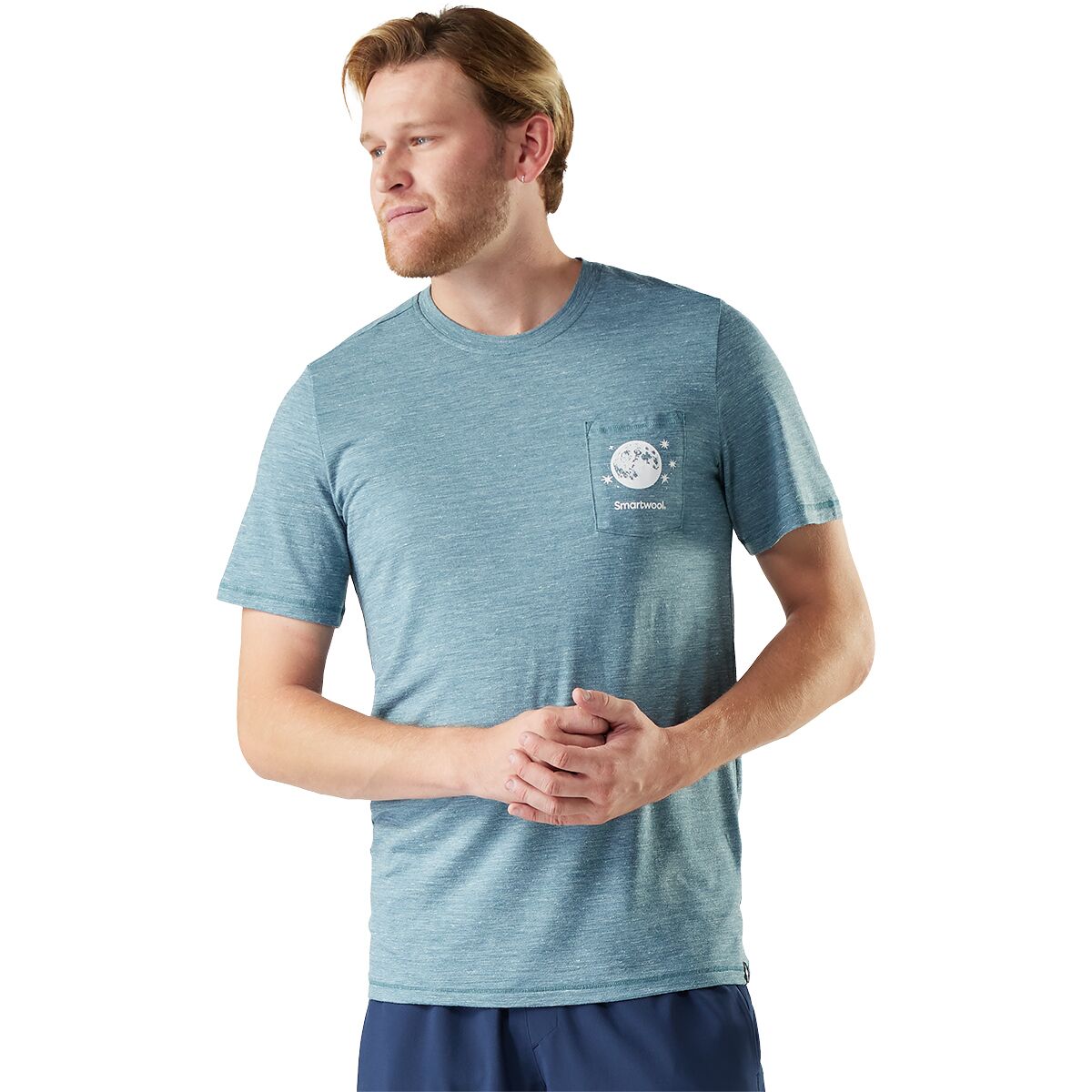 Image of Smartwool Merino Hemp Blend Bear Peaks Short-Sleeve T-Shirt - Men's Dusty Teal, L
