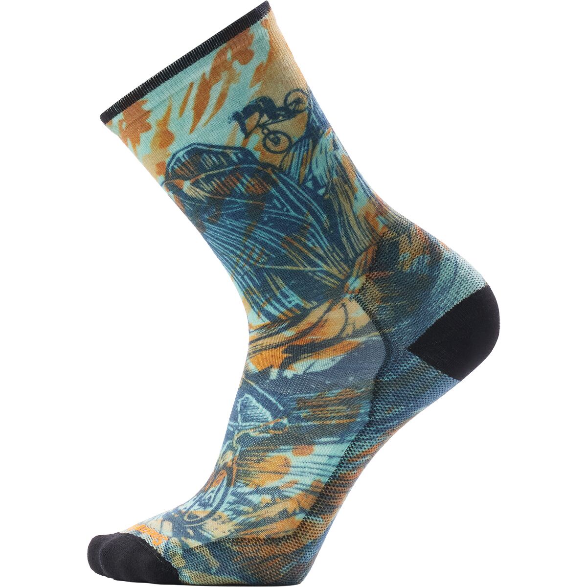 Image of Smartwool Bike Zero Cushion Rugged Ride Print Crew Sock Capri, XL