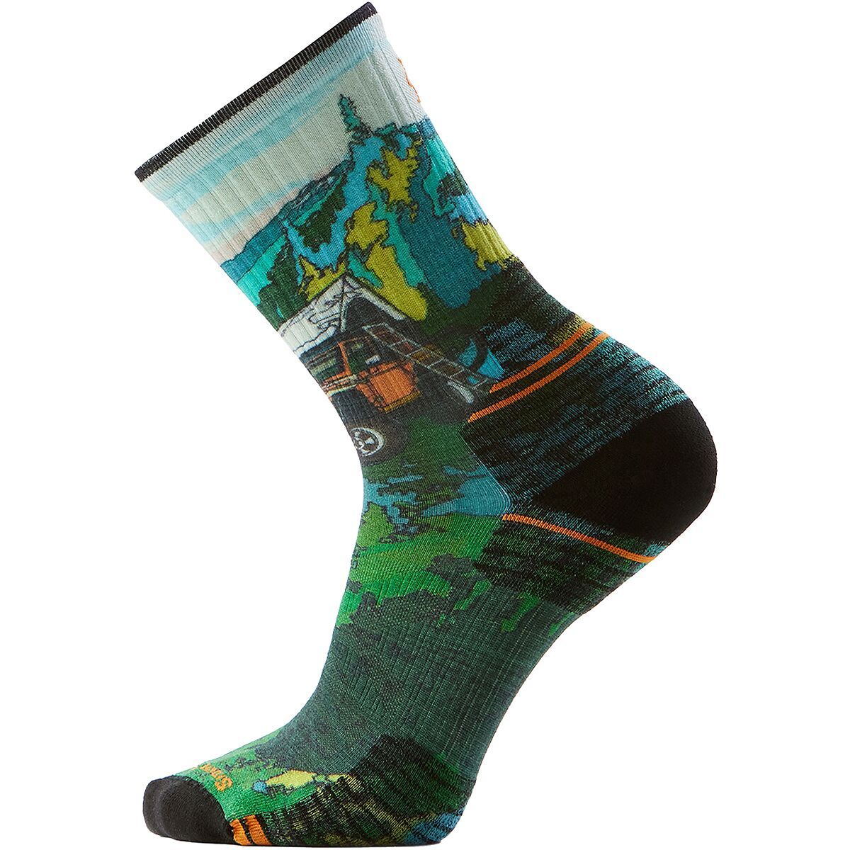 Image of Smartwool Hike Targeted Cushion Trail Trekker Print Crew Sock Winter Moss, L