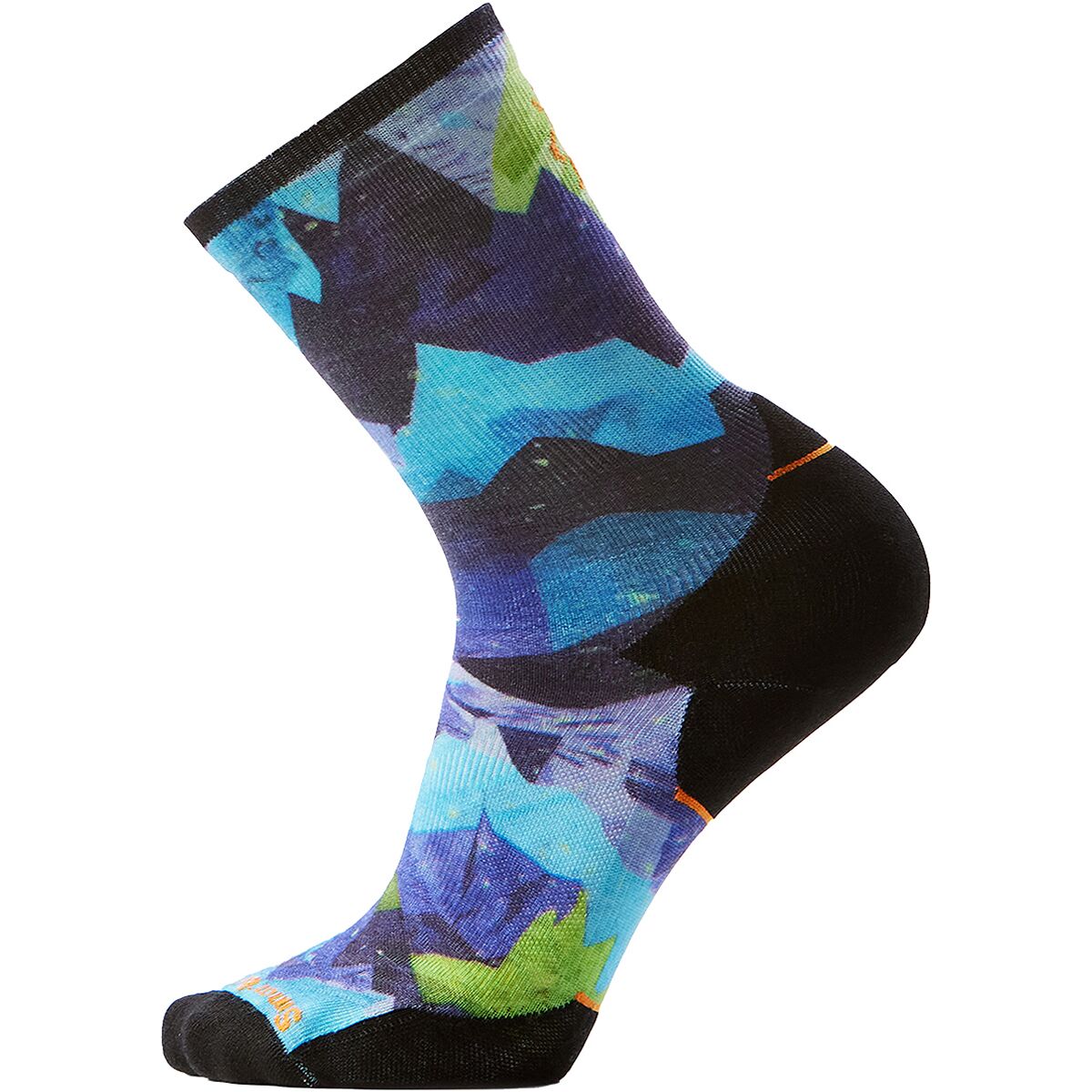 Image of Smartwool Trail Run Targeted Cushion Summit Sector Print Crew Sock Nightfall Blue, L
