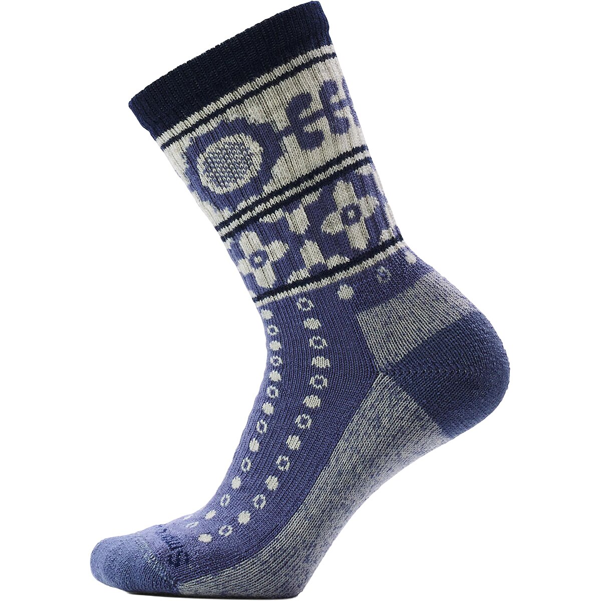 Image of Smartwool Everyday Cozy Retro Sunflower Crew Sock - Women's Nightfall Blue, L
