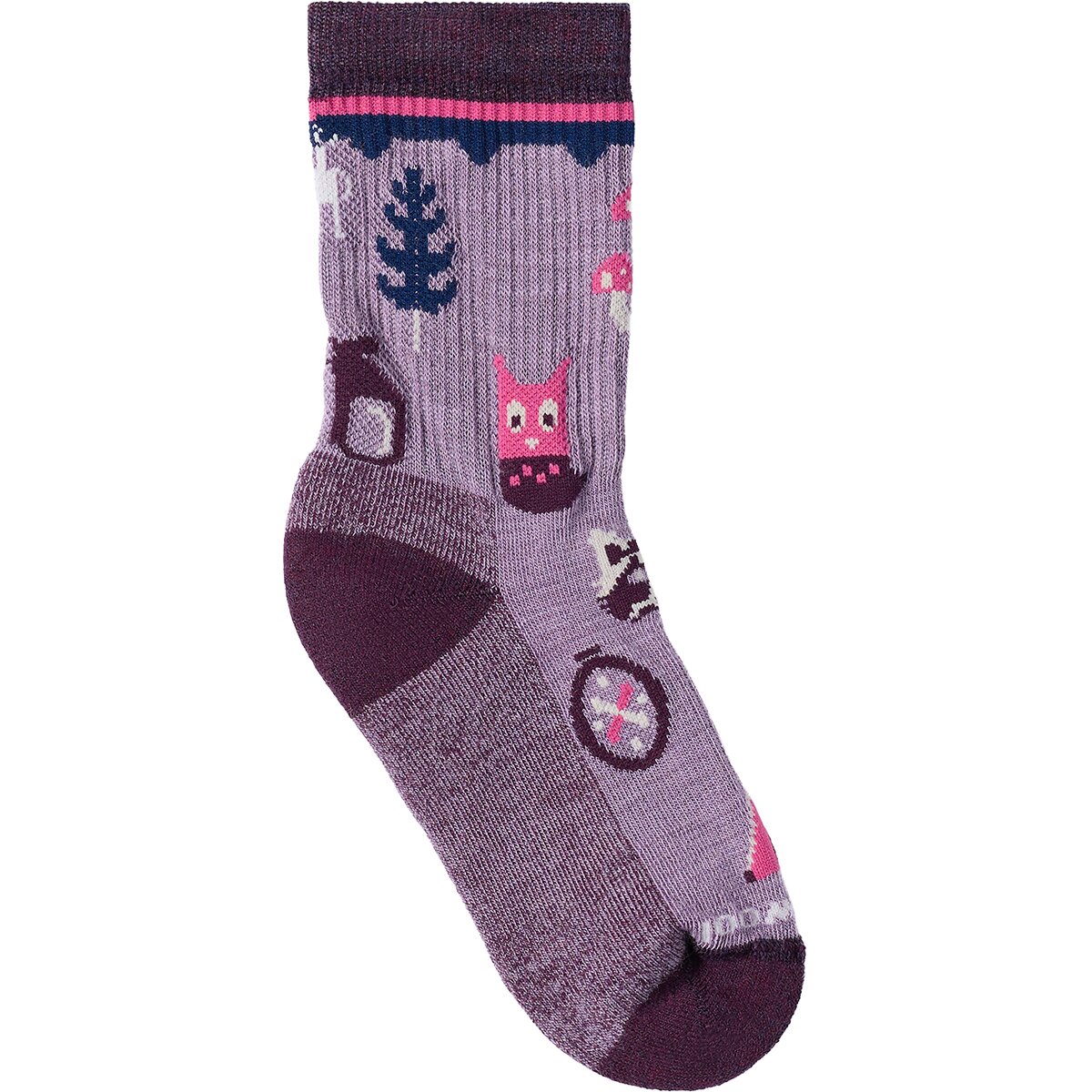 Image of Smartwool Hike Light Cushion Critter Cache Crew Sock - Kids' Purple Dawn, M