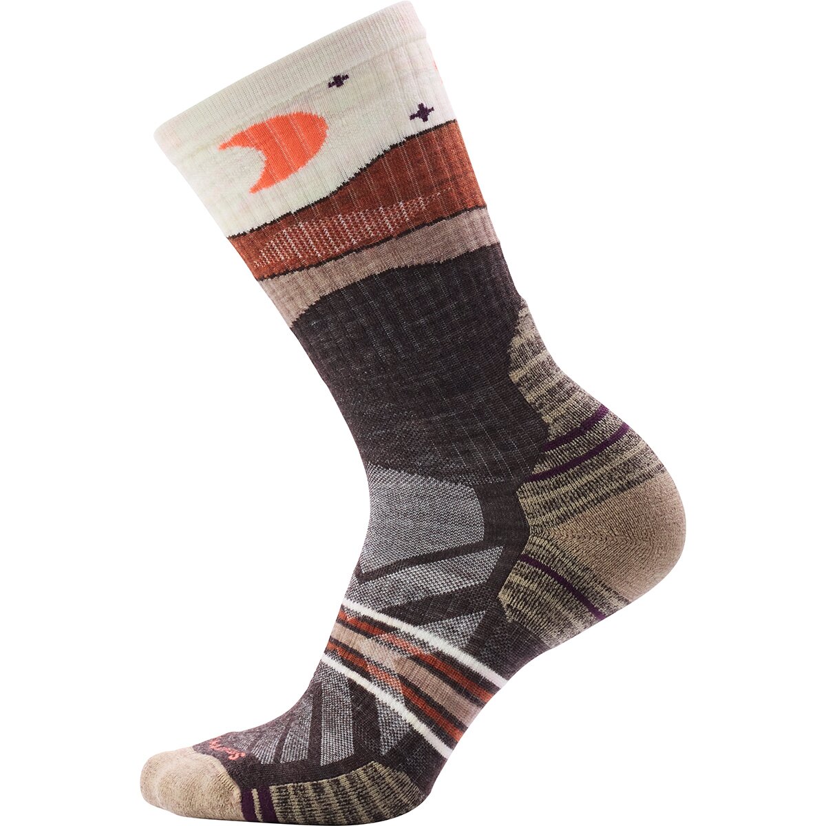Image of Smartwool Hike Targeted Cushion Lunar Trek Crew Sock - Women's Chestnut, L