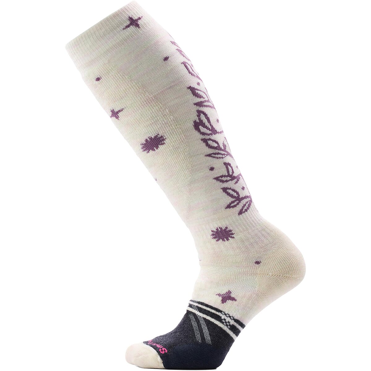 Image of Smartwool Ski Full Cushion Ice Blossom OTC Sock - Women's Moonbeam, M