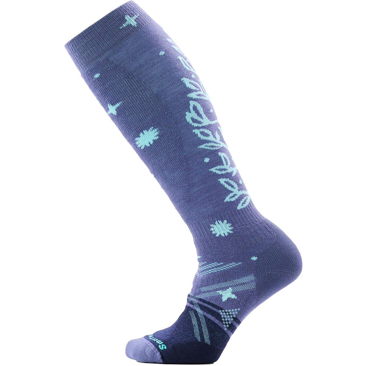 Image of Smartwool Ski Full Cushion Ice Blossom OTC Sock - Women's Nightfall Blue, S