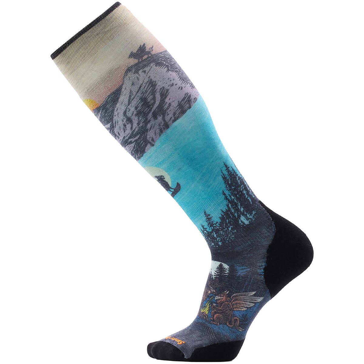 Image of Smartwool Ski Targeted Cushion Winter Phase Print OTC Sock Purple Dawn, L
