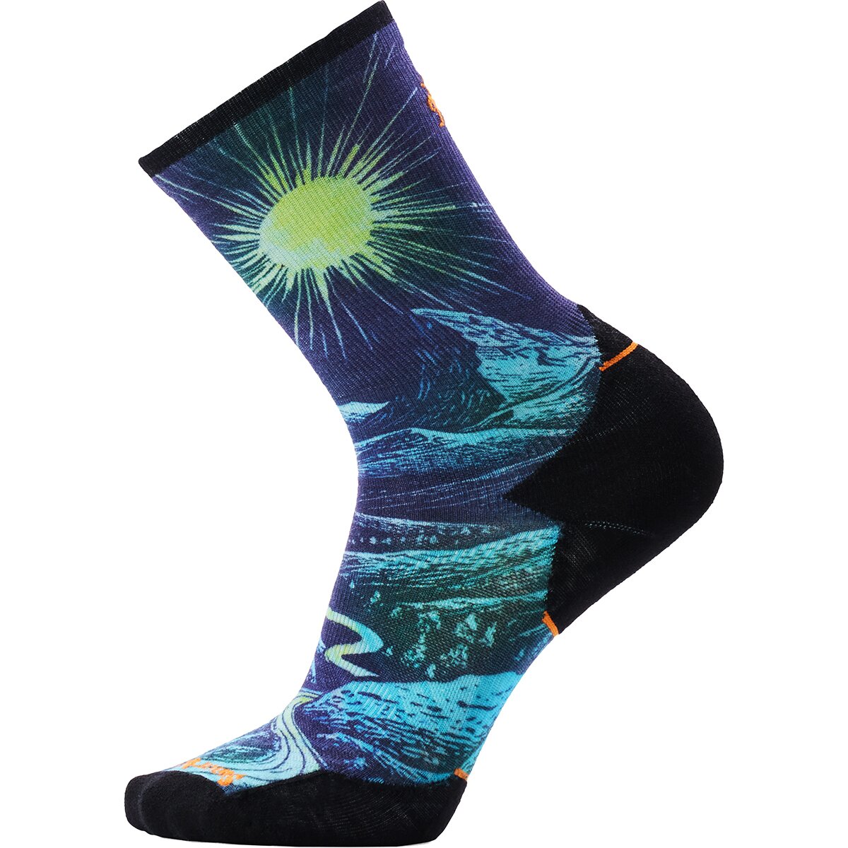 Image of Smartwool Trail Run Targeted Cushion Treeline Print Crew Sock Deep Navy, XL