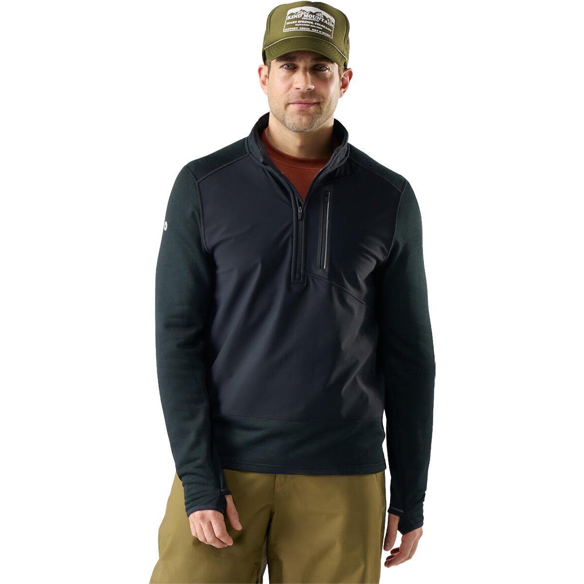 Image of Smartwool Active Fleece Wind 1/2-Zip Top - Men's Black, XL