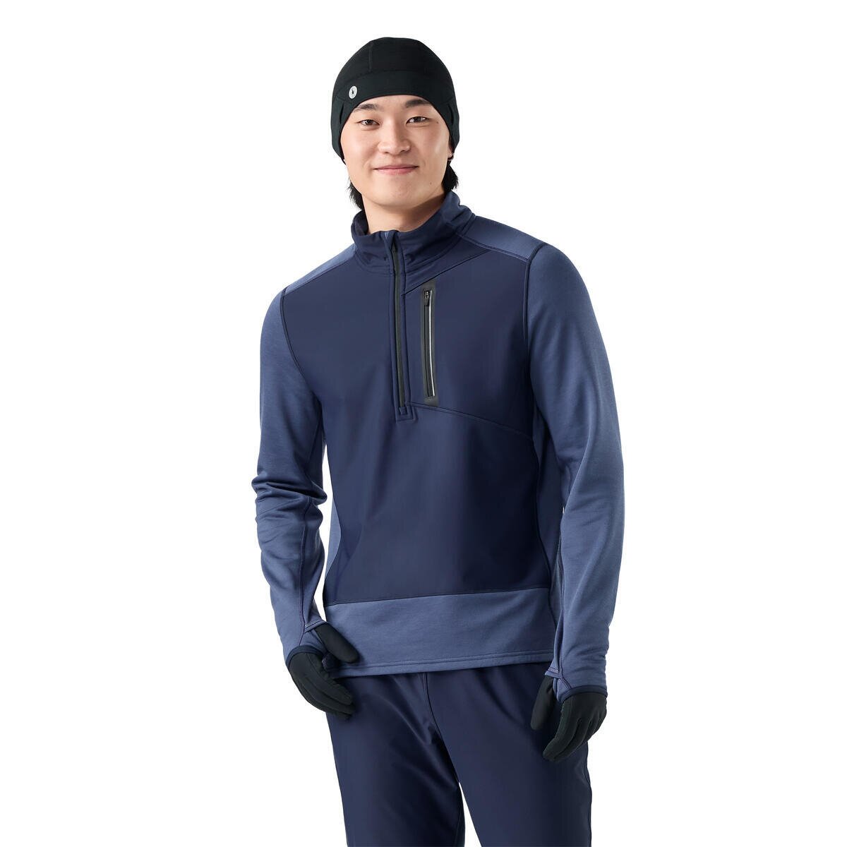 Image of Smartwool Active Fleece Wind 1/2-Zip Top - Men's Deep Navy, L