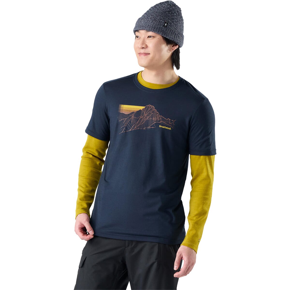 Image of Smartwool Alpine Trace Active Short-Sleeve Graphic T-Shirt - Men's Deep Navy, L