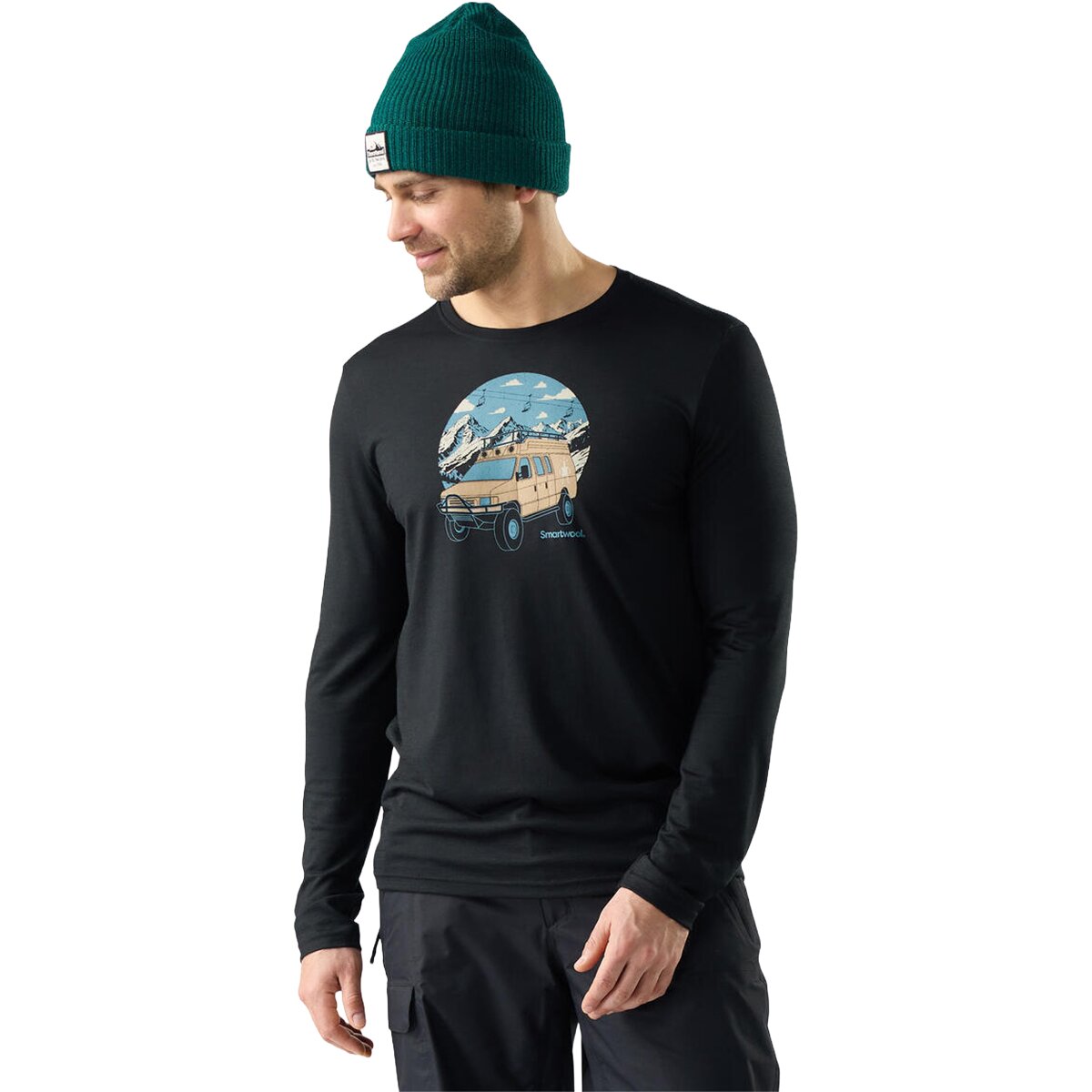 Image of Smartwool First Chair Pursuit Active Long-Sleeve T-Shirt - Men's Black, S