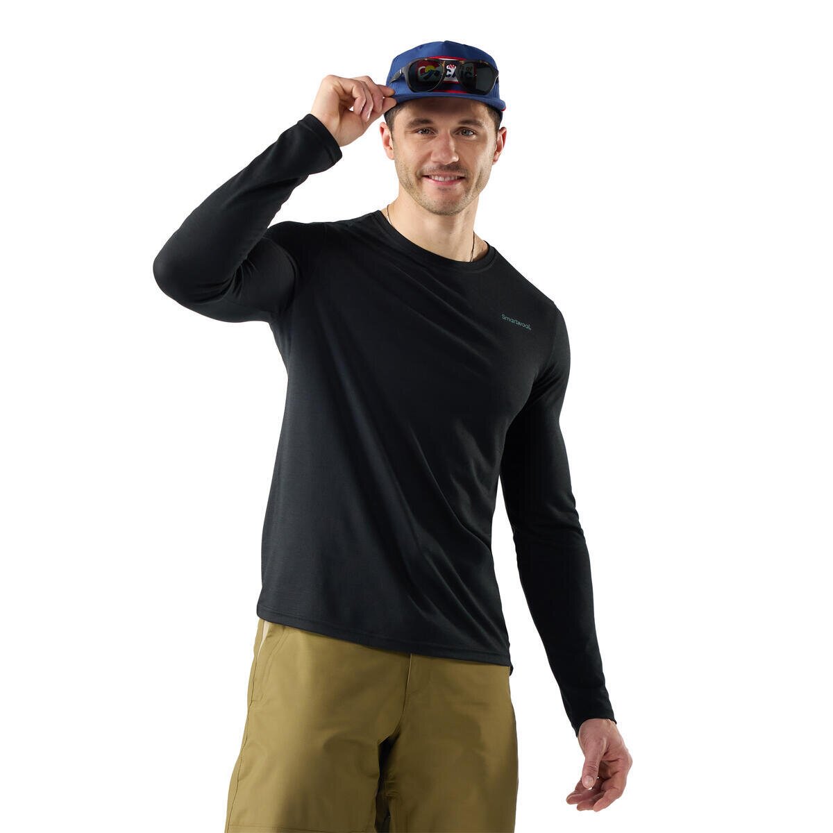 Image of Smartwool Summit Quest Active Long-Sleeve Graphic T-Shirt - Men's Black, L