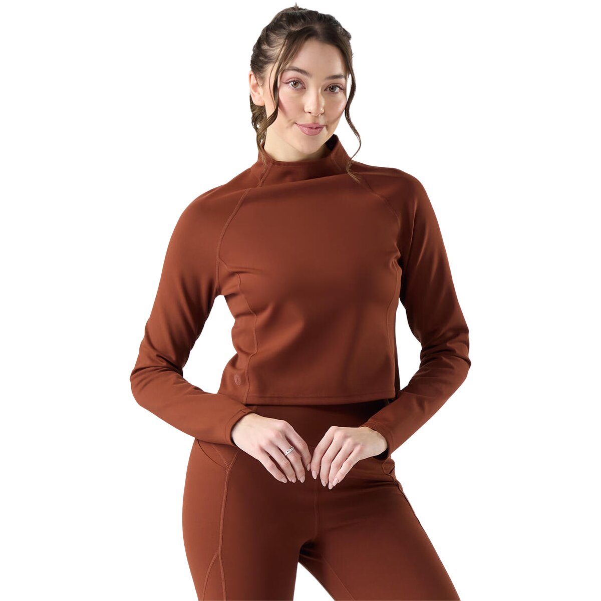Image of Smartwool Active Merino Movement Mock Neck Top - Women's Burnt Sienna, L