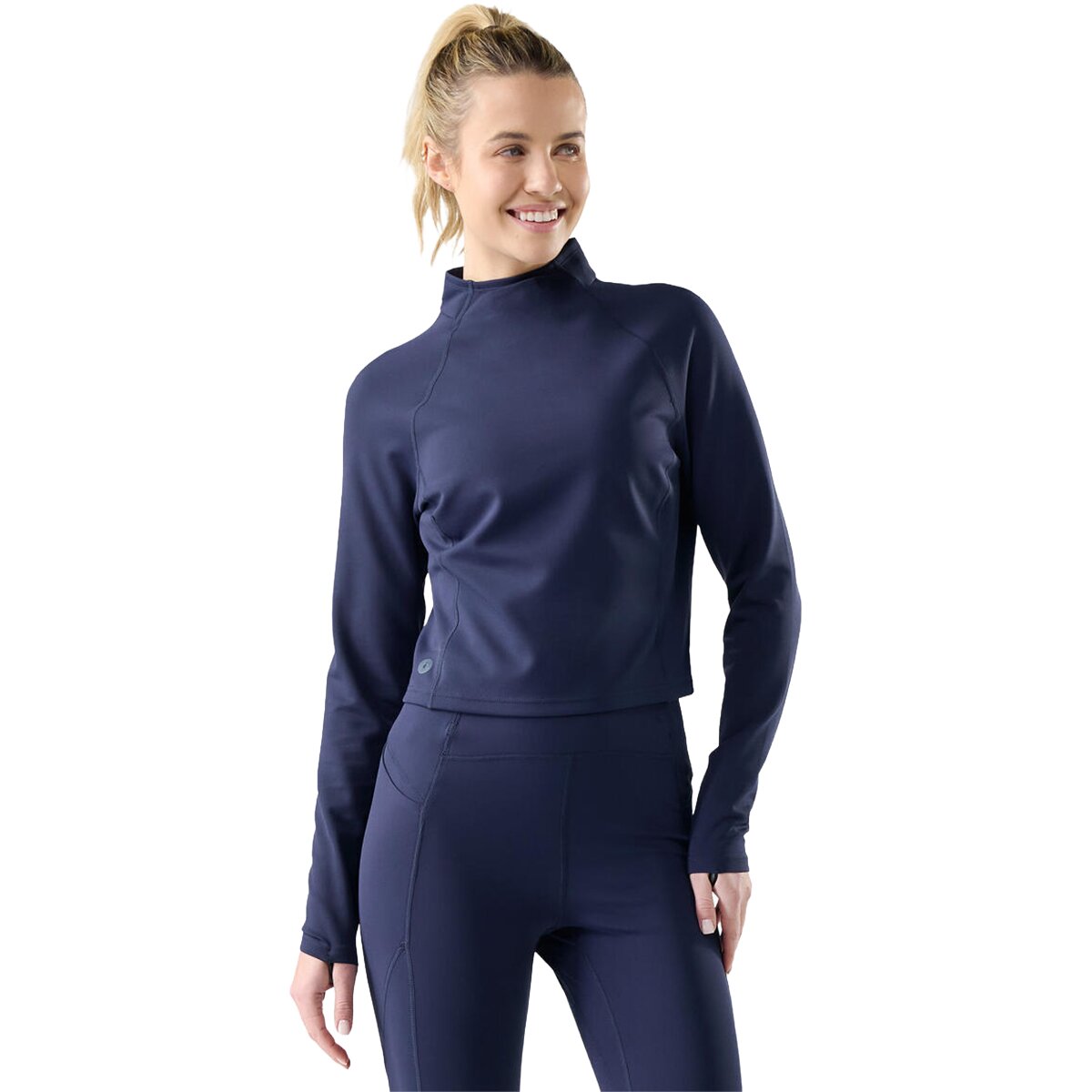 Image of Smartwool Active Merino Movement Mock Neck Top - Women's Deep Navy, M
