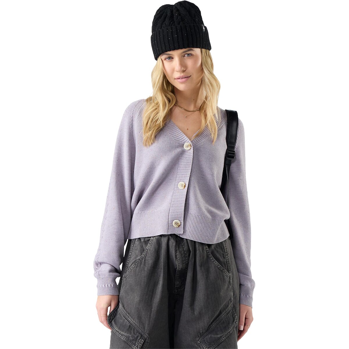 Image of Smartwool Edgewood Cardigan - Women's Purple Storm Donegal, S