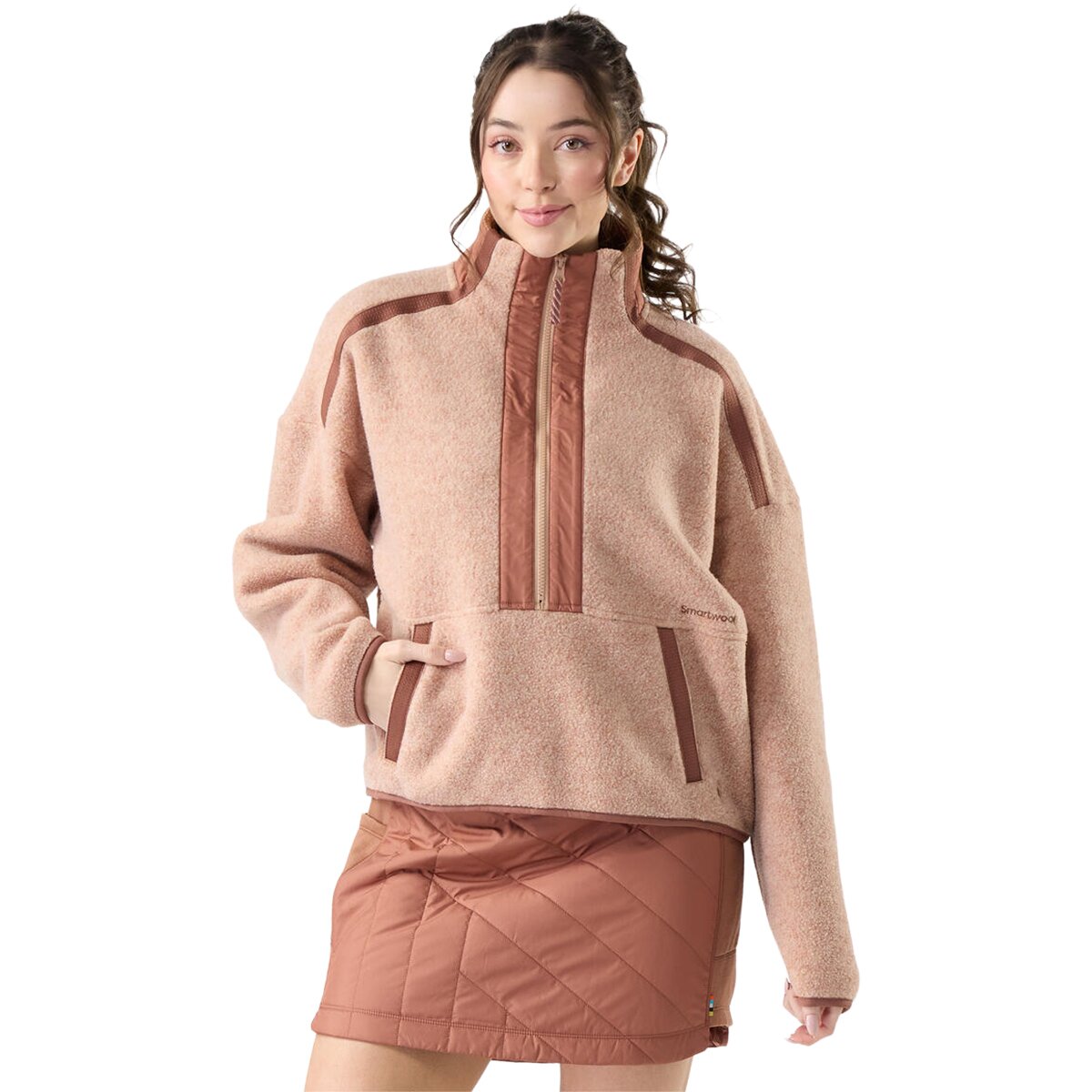 Image of Smartwool Second Cut Fleece 1/2-Zip - Women's Light Mocha, L