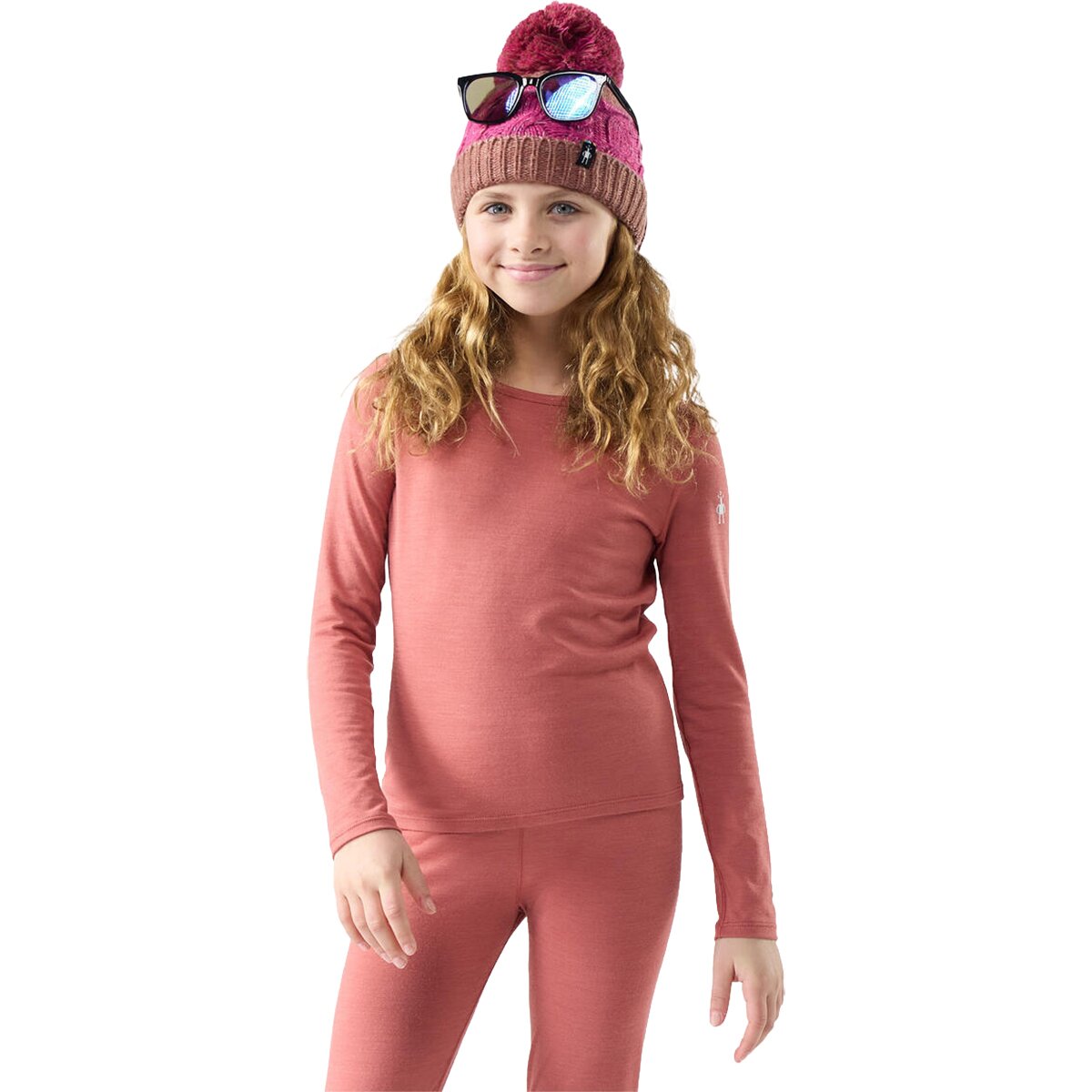 Image of Smartwool Classic Merino Blend Base Layer Crew Top - Kids' Rosewood, L