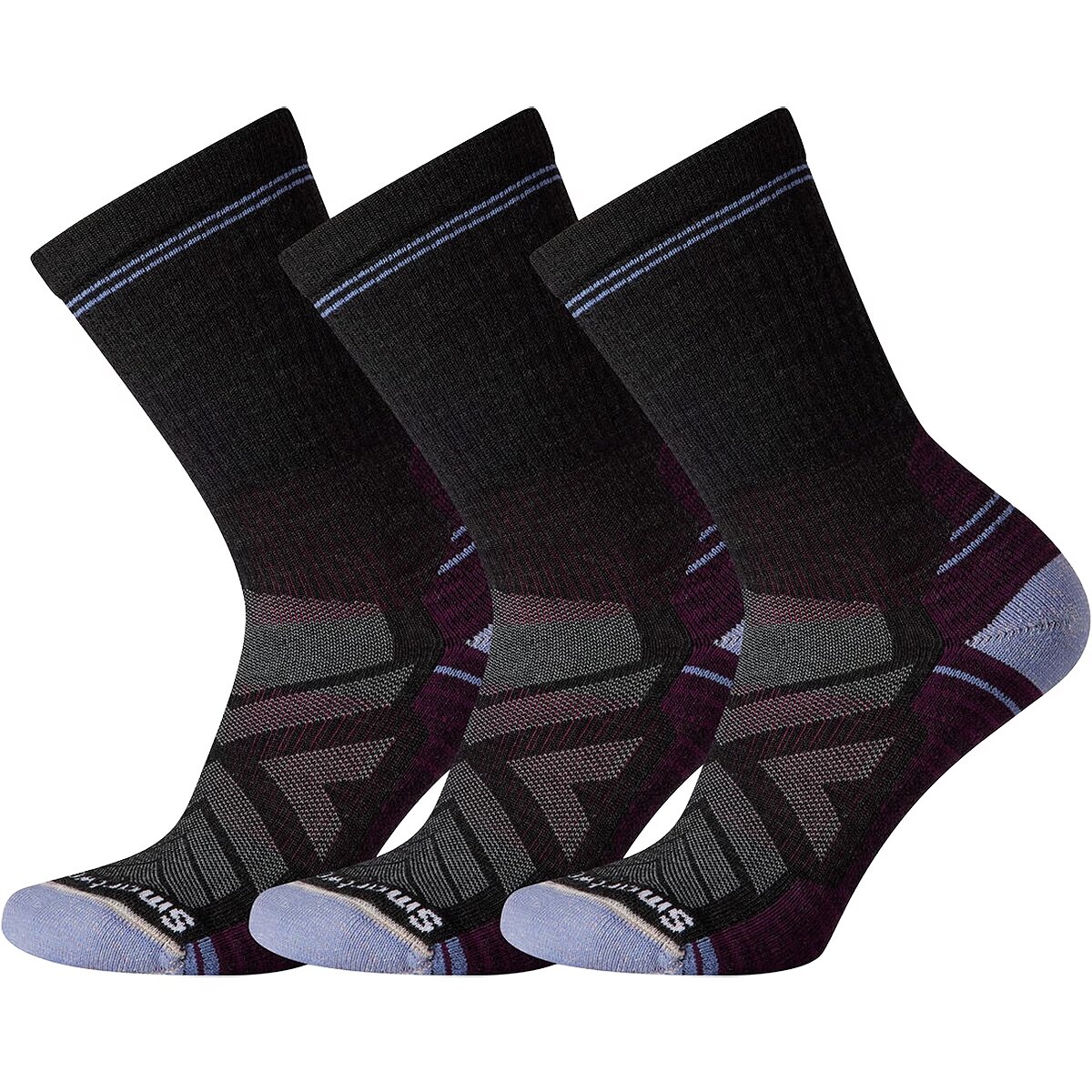 Image of Smartwool Hike Light Cushion Crew Sock - Multipack - Women's Charcoal, S