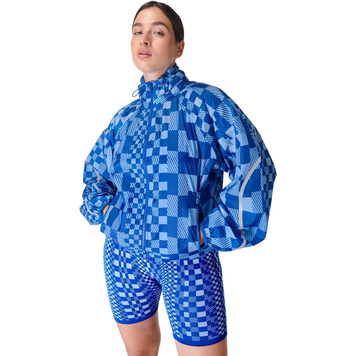 Image of Sweaty Betty Pack Away Jacket - Women's Large Blue Textural Shift Print, XL