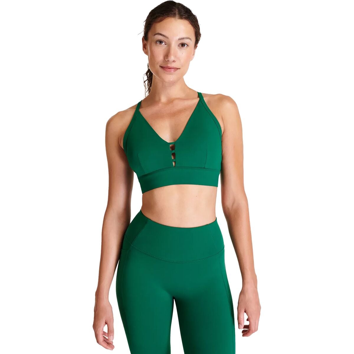 Image of Sweaty Betty Super Soft Strappy Back Bra - Women's Peaceful Green, S