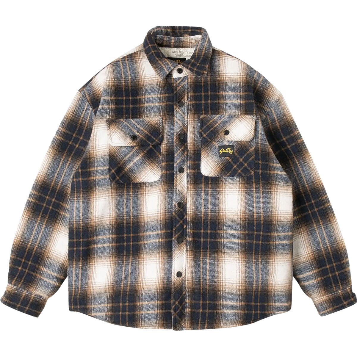 Image of Stan Ray Quilted Plaid Overshirt - Men's Navy Plaid, L