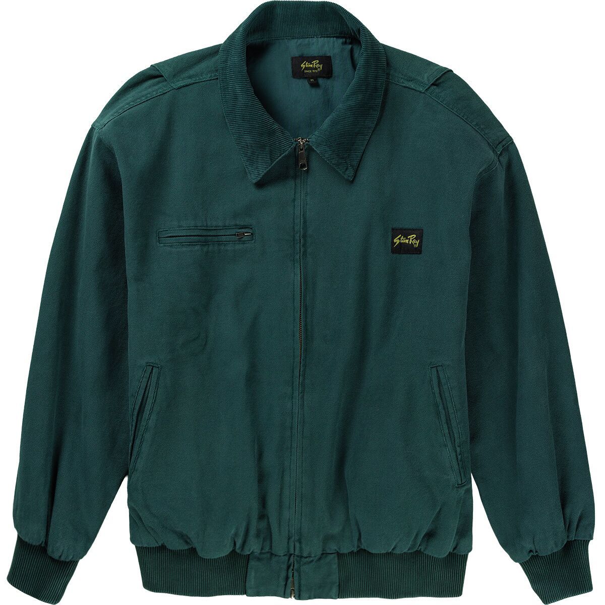 Image of Stan Ray Roughneck Collared Bomber Jacket - Men's Washed Botanical Green Canvas, M