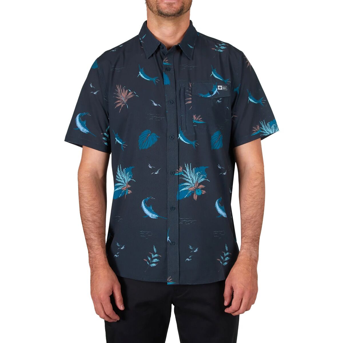 Salty Crew Ernesto Short-Sleeve Perforated Tech Woven Shirt - Men's Black, S