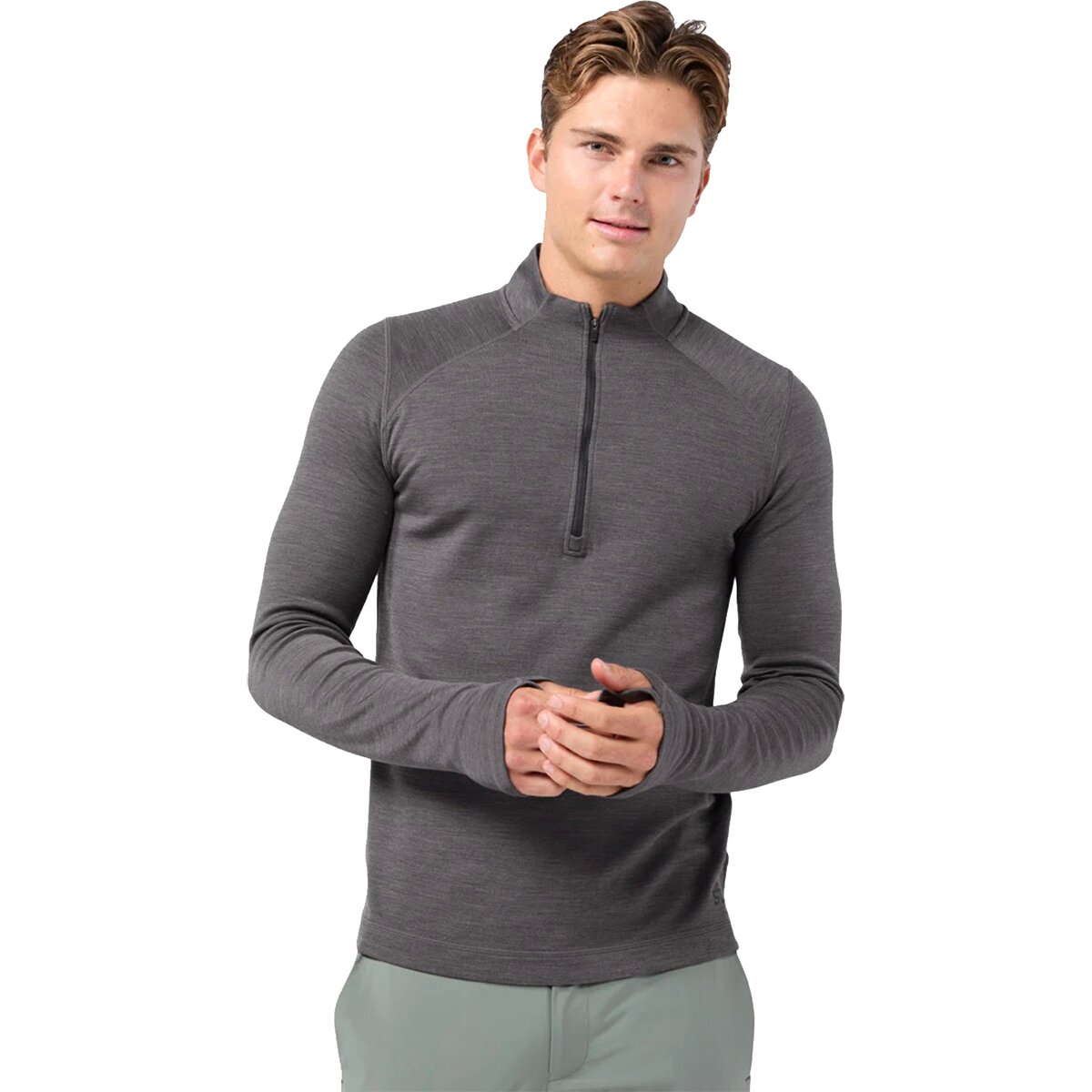 Image of STIO Basis PeakWool Mid 1/2-Zip Top - Men's Magnet Heather, M