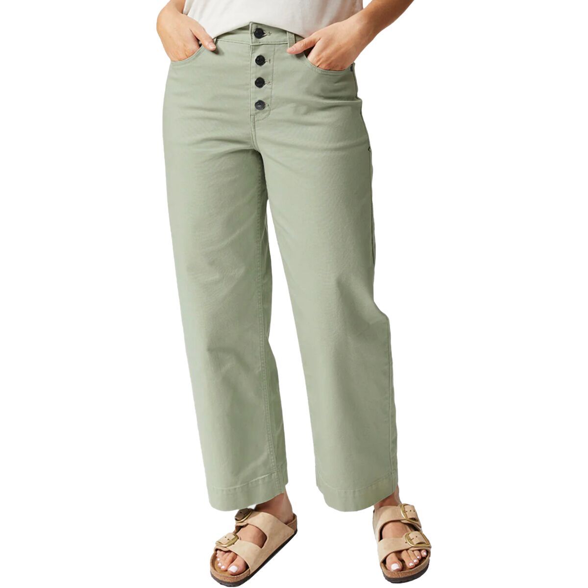 Image of STIO Rivet Wide Leg Canvas Pant - Women's Sage Flats, 10/Reg