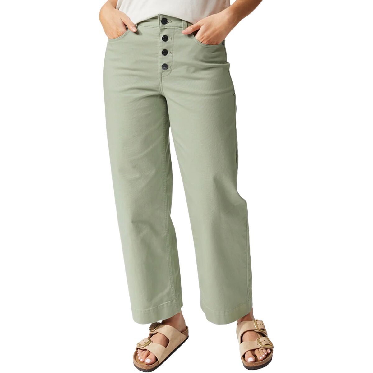 Image of STIO Rivet Wide Leg Canvas Pant - Women's Sage Flats, 8/Reg