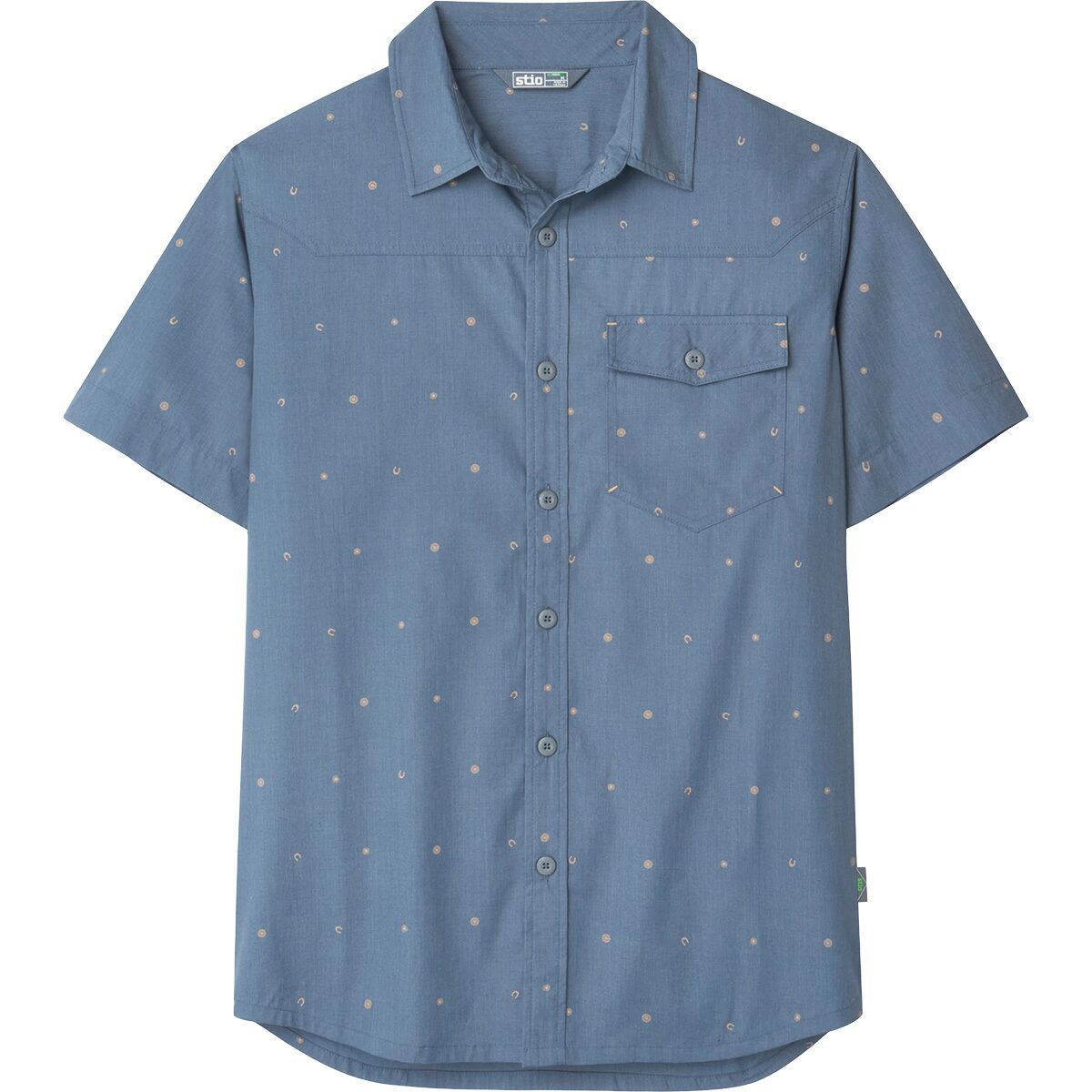 Image of STIO Curtis Camp Short-Sleeve Shirt - Men's Vintage Indigo Dots, S