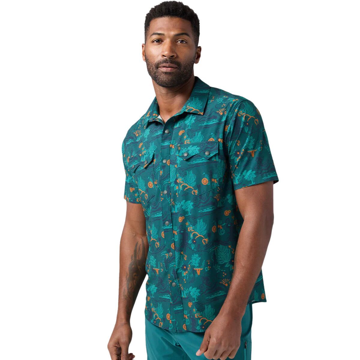 Image of STIO Shifter Short-Sleeve Shirt - Men's Boundless Biking Cowboy, L