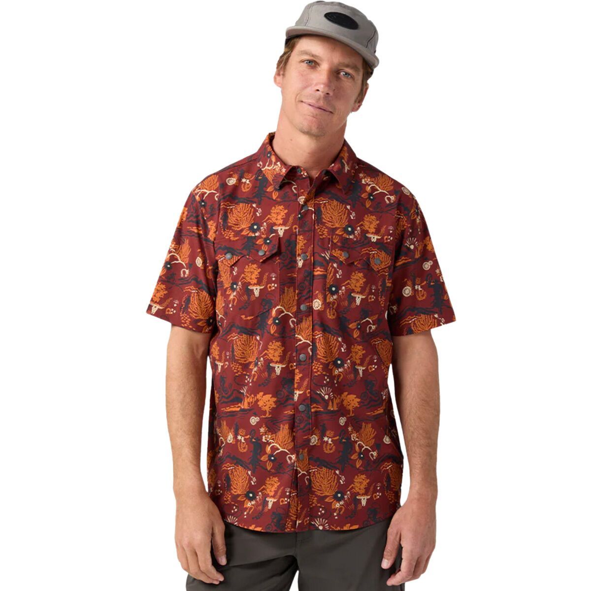 Image of STIO Shifter Short-Sleeve Shirt - Men's Fired Brick Biking Cowboy, L