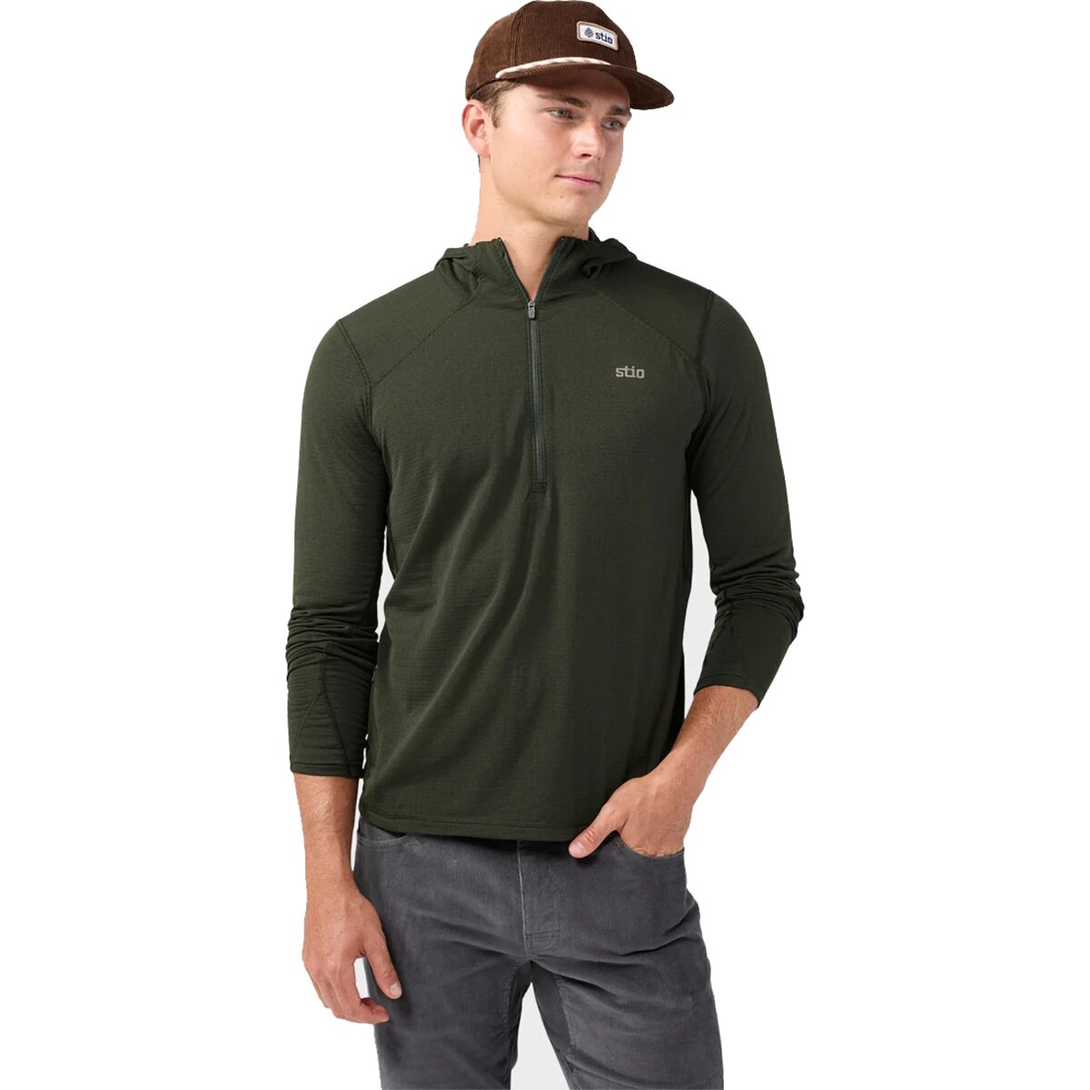 Image of STIO Trax Power Grid 1/2-Zip Hoodie - Men's Rosin, XL