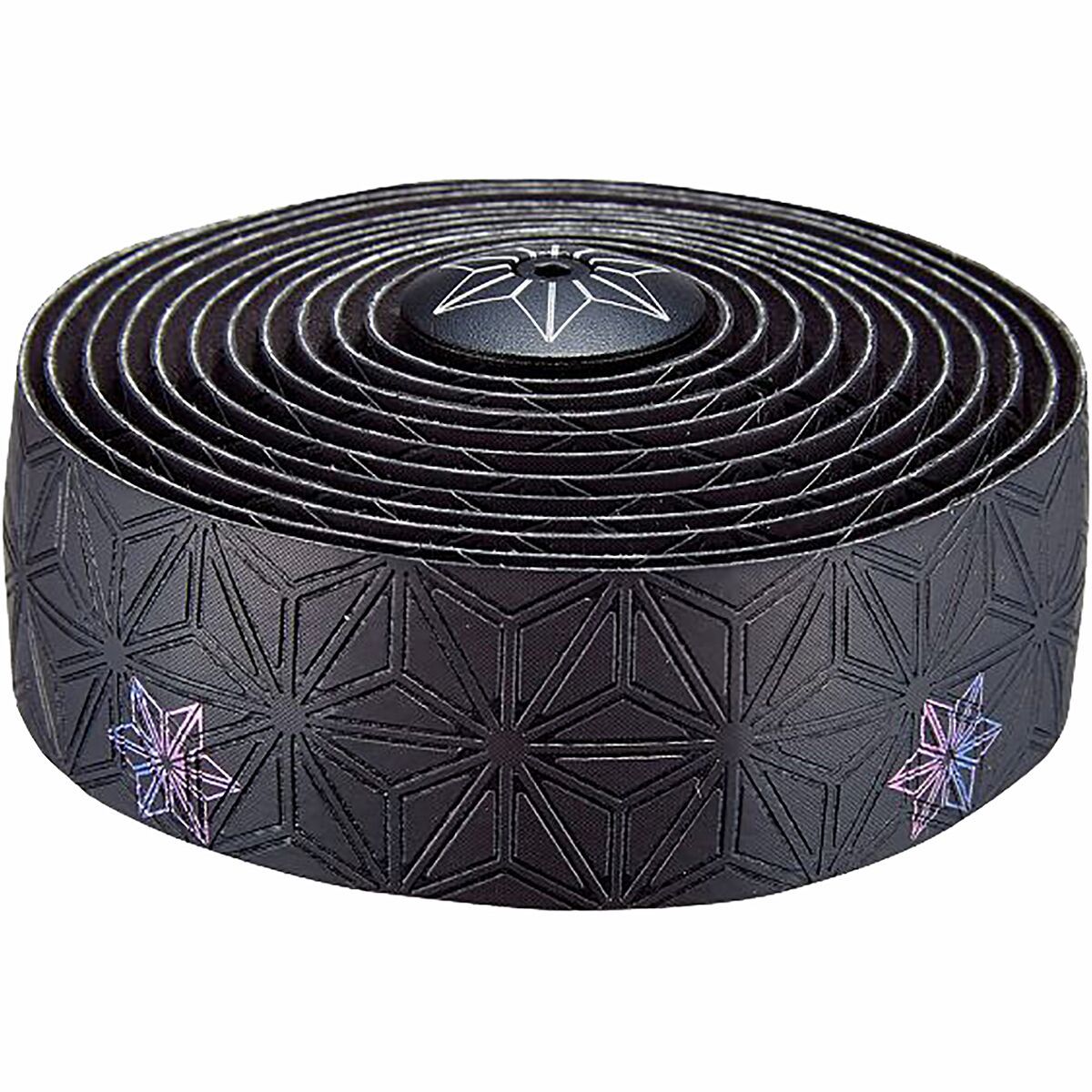 Supacaz Super Sticky Kush Bar Tape Oil Slick Print, Ano Black Plugs, Set